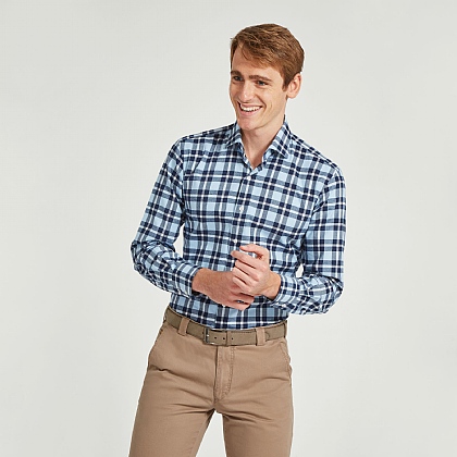 Blue and Navy Check Casual Shirt