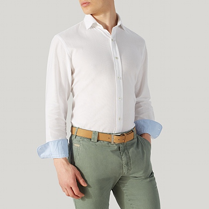 White Cotton Casual Shirt