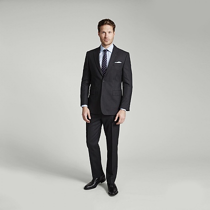 Grey Herringbone Merino Wool Suit