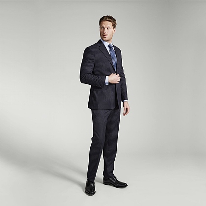 Navy Fine Stripe Merino Wool Suit