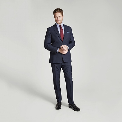 Light Navy Birdseye Merino Wool Suit