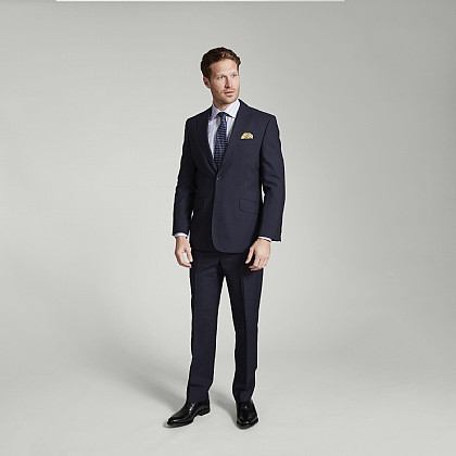 Navy Hopsack Wool Suit
