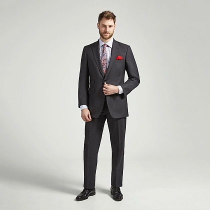 English Superfine Mid Grey Hopsack Suit