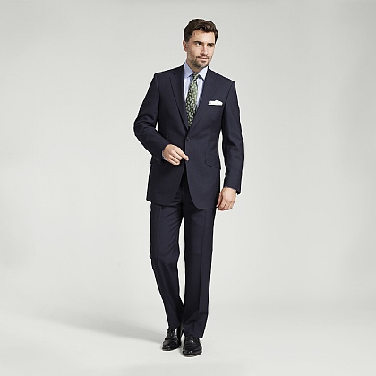 English Superfine Navy HopSack Suit