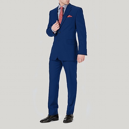 Bright Blue Wool Classic Fit Suit
