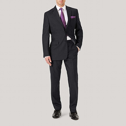 Grey Plain Wool Classic Suit