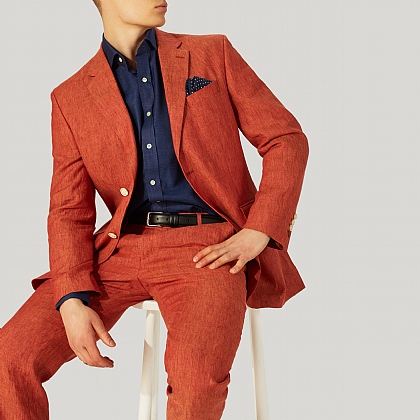 Rust Red Pure Linen Jacket