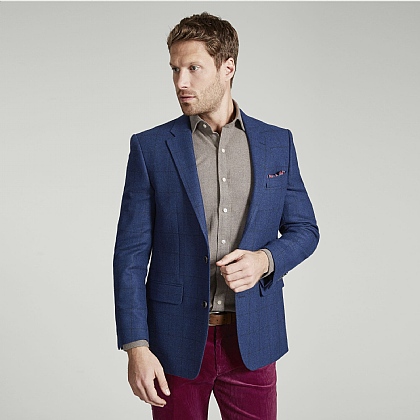 Airforce Blue Check Tweed Jacket