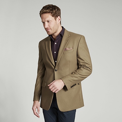 Camel Soft Flannel Wool Casual Blazer