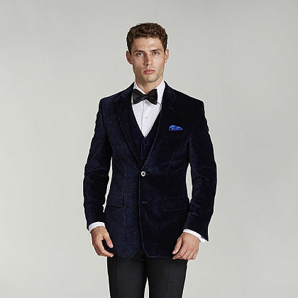 Navy Paisley Velvet Jacket
