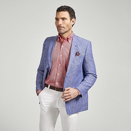 Blue and White Stripe Linen Jacket