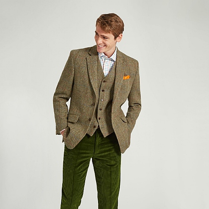 Harris Tweed Olive Green Check Tweed Jacket