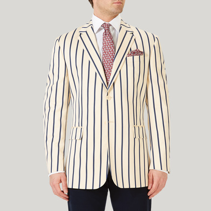 Cream with Navy Striped Boating Jacket
