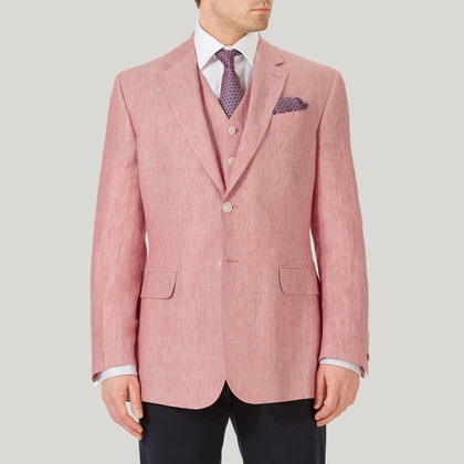 Pink Plain Linen Jacket