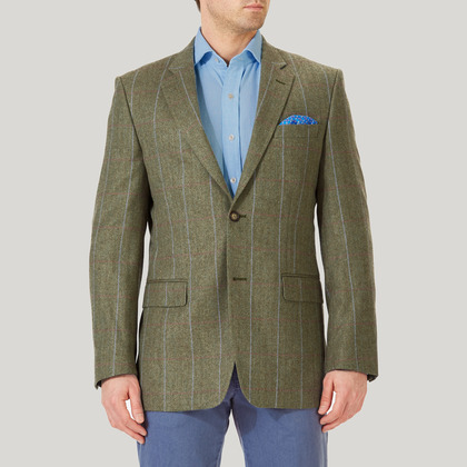 Sage and Orange Wool, Cotton and Cashmere Mix Jacket
