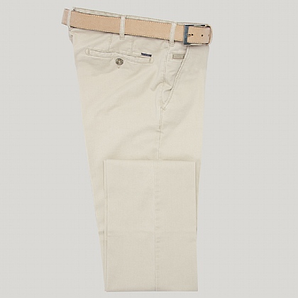 Beige Cotton Classic Fit Trouser