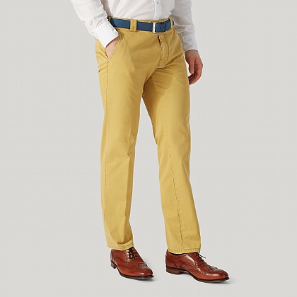 Mustard Cotton Classic Fit Trouser
