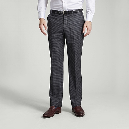 Grey Wool Check Trousers