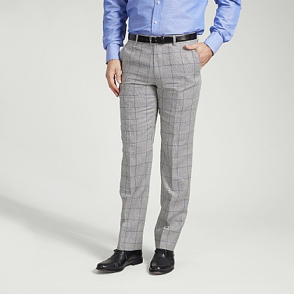 Silver and Blue Check Trouser