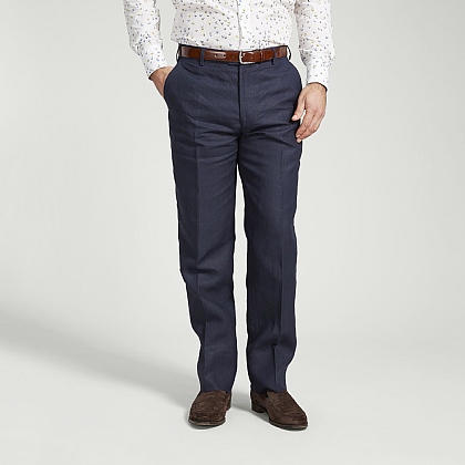 Navy Linen Trouser