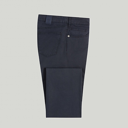Navy Meyer Cotton 5 Pocket Trouser