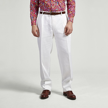 White Linen Unfinished Trouser