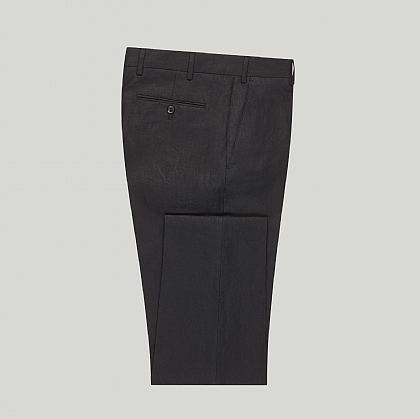 Black Linen Unfinished Trouser