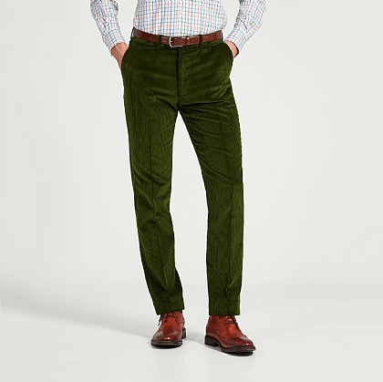Olive Green Cord Unfinished Trouser