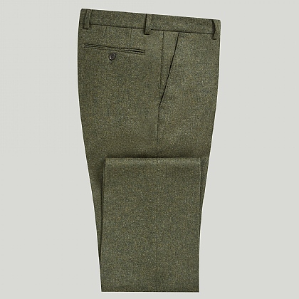 Dark Green Tweed Unfinished Trouser