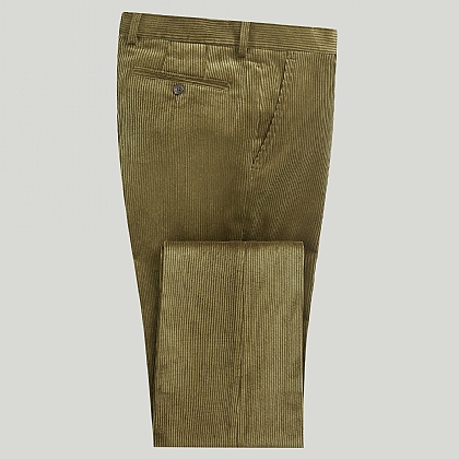 Olive Green Cord Unfinished Trouser