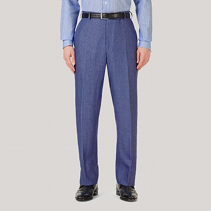 Mid Blue Mix and Match Linen Trouser