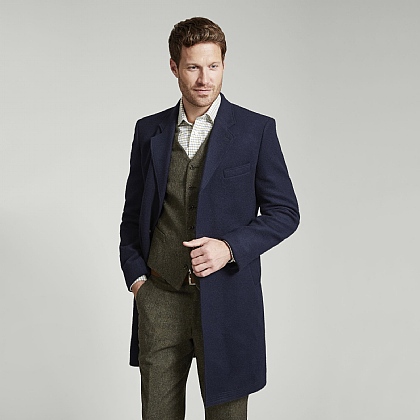 Navy Wool and Cashmere Blend Coat