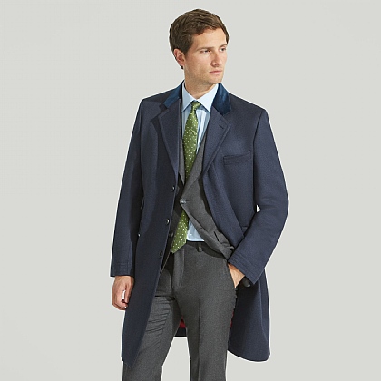 Navy Wool Covert Coat