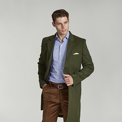 Lovat Green Wool and Cashmere Coat