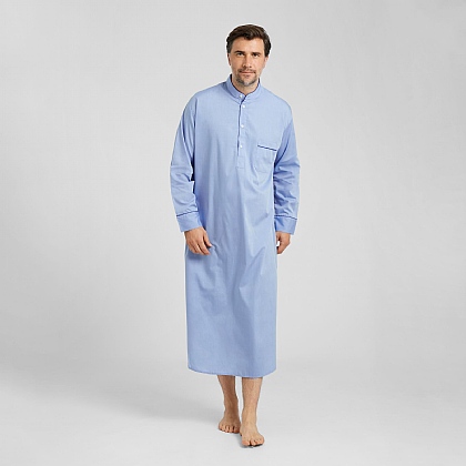 Blue Plain Cotton Nightshirt
