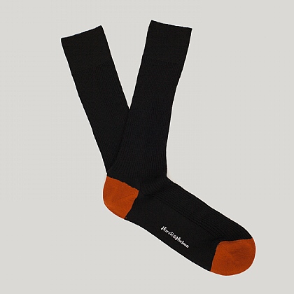 Black Heel and Toe Wool Sock