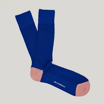 Blue Heel and Toe Wool Sock