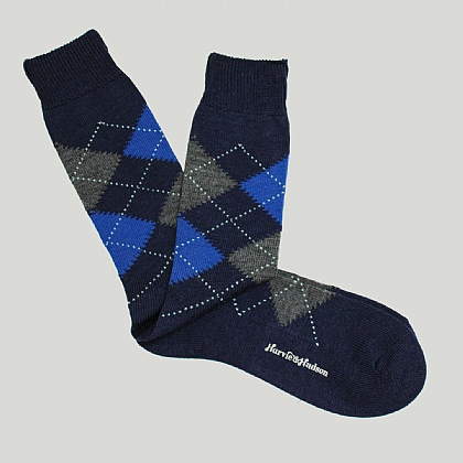 Navy Argyle Wool Sock