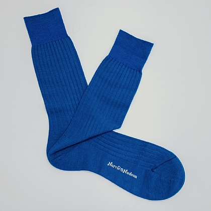 Petrol Blue Plain Wool Sock
