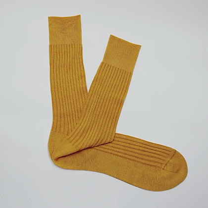 Ochre Yellow Cotton Socks