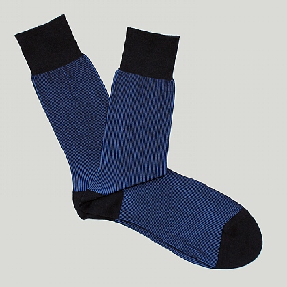 Navy Shadow Rib Cotton Socks