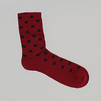 Wine Red Large Spot Wool Sock