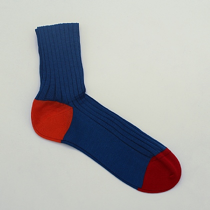 Mid Blue Heel and Toe Cotton Sock