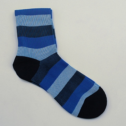 Navy Block Stripe Cotton Sock