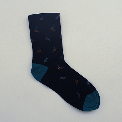 Navy Kingfishers Cotton Sock