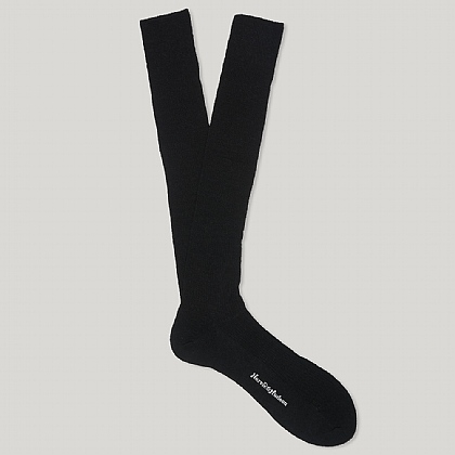 Black Long Merino Wool Socks