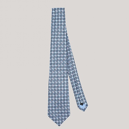 Blue Multilink Woven Silk Tie