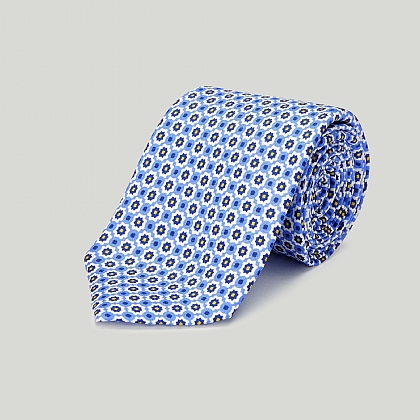 Blue Mosaic Printed Silk Tie
