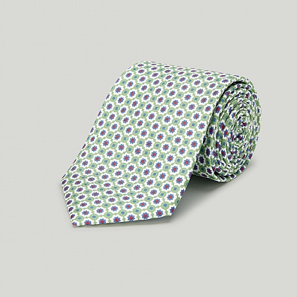 Green Mosaic Printed Silk Tie