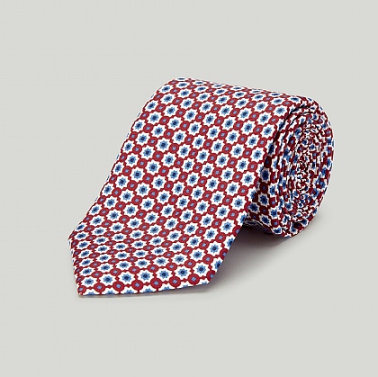 Red Mosaic Printed Silk Tie